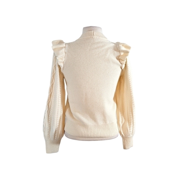 NWT Madewell Hollydene Ruffle Shoulder Pullover Sweater in Antique Cream - Picture 5 of 10